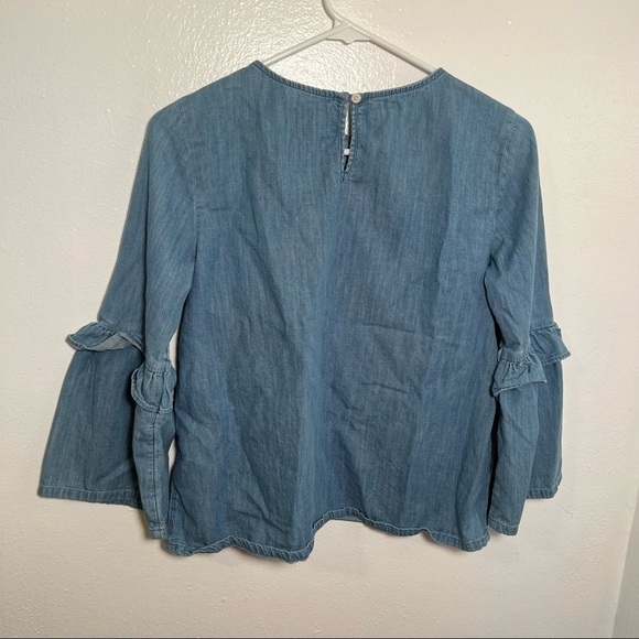 Gap for Good Chambray Top Ruffle Bell Sleeve - Picture 8 of 11